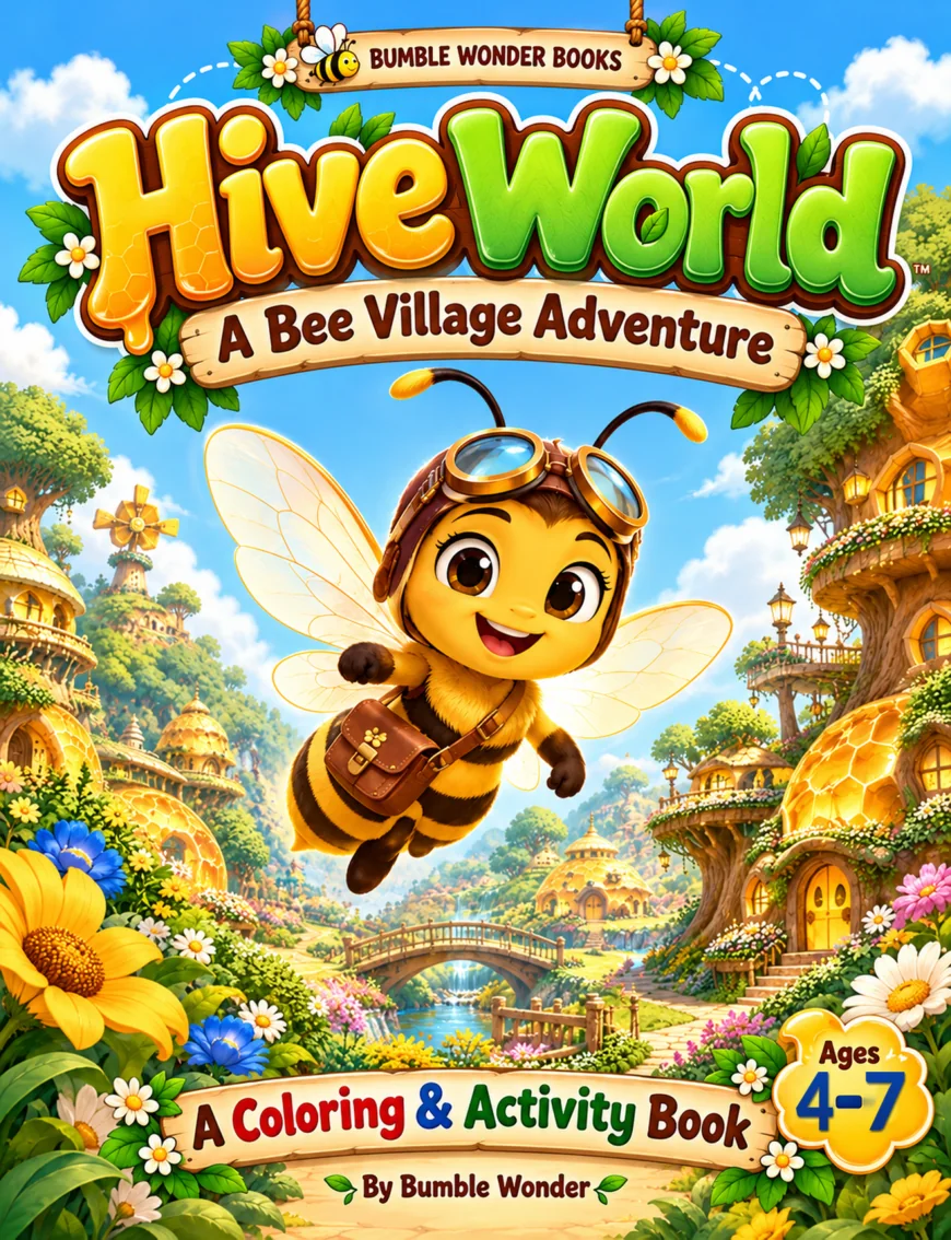 Hive World book cover featuring Scout the bee